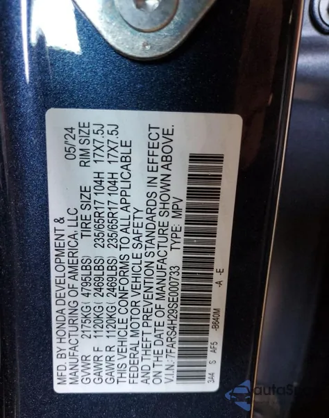 2025 Honda Cr-V Lx из США, поврежденный, VIN 7FARS4H29SE000733